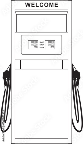black and white gas station dispenser vector 