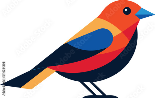 Beautiful colorful tanager bird perched on branch, vibrant tropical bird photography, nature wildlife image, exotic bird close-up, high-quality free stock photo of tanager