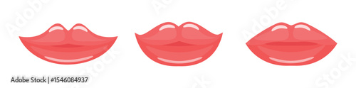 Sexy lips of women or girls flat vector illustrations set