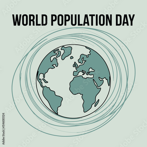 World Population Day, population growth vector, Earth globe vector, global population icon, stylized Earth symbol, EPS vector planet, population awareness day, expanding rings icon, vector globe with 