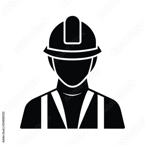 Worker in construction helmet silhouette design for building safety and labor visuals