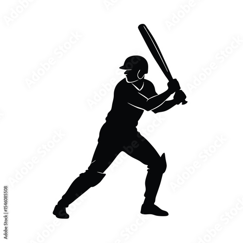 Batting cricketer silhouette design for match sports athletic energy and cricket themes