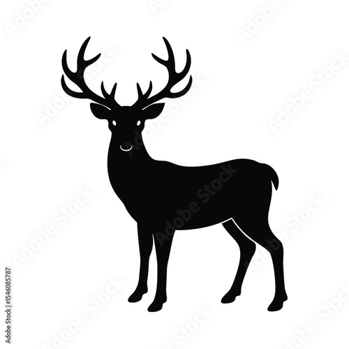 Wild deer antlers silhouette for nature animal forest and outdoor adventure graphics