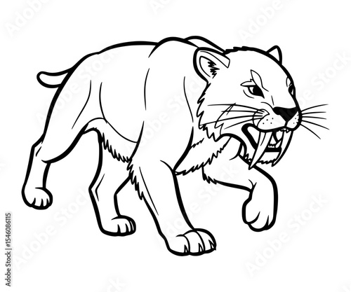 Saber-toothed Cat Line Art