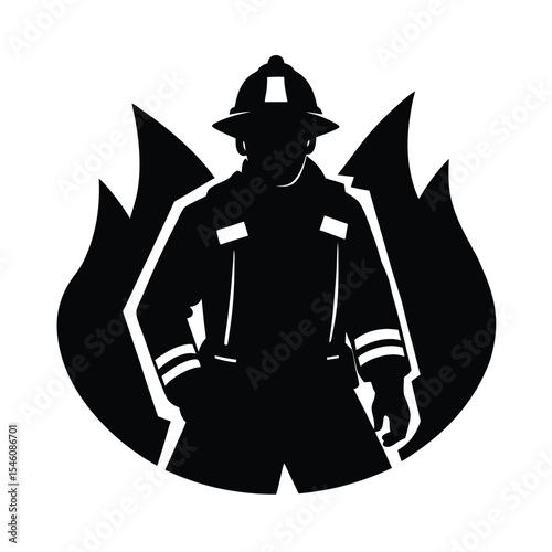 Silhouette of heroic firefighter perfect for rescue service fireman and emergency visuals