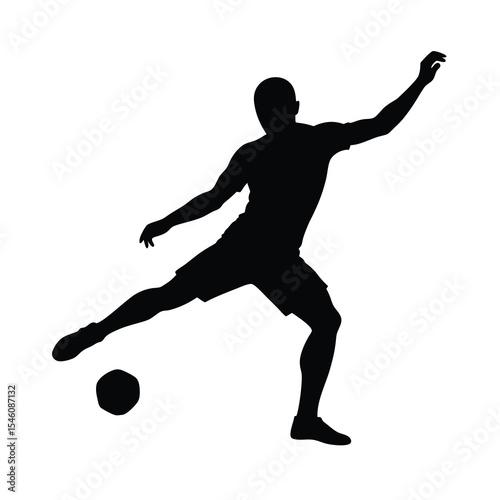 Footballer kicking silhouette perfect for soccer sports action athletic game and energy
