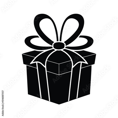 Gift box with ribbon silhouette perfect for celebration birthday party or holiday packaging