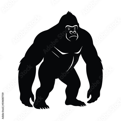 Powerful gorilla animal silhouette ideal for nature zoo jungle life and strength themes
