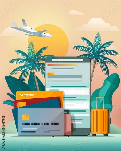 Advertisements using credit cards for travel shopping ticket booking travel online Vacation essentials for modern travelers.