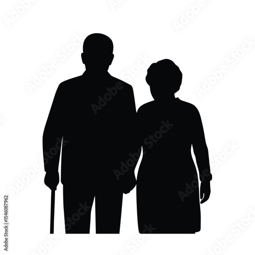 Silhouette of grandparents representing family bonding senior citizens and love concept