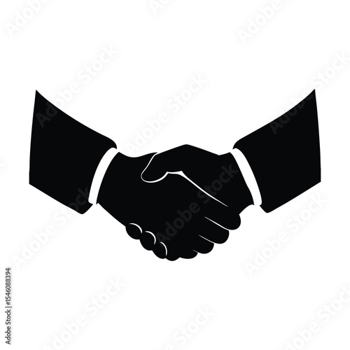 Silhouette of handshake representing agreement trust teamwork and partnership in business