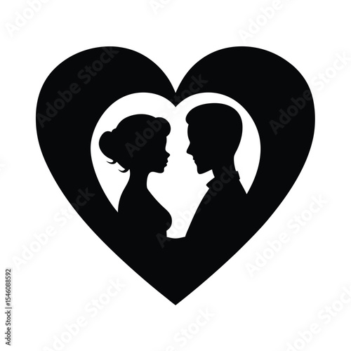 Heart and couple silhouette representing love romance relationship and emotional connection