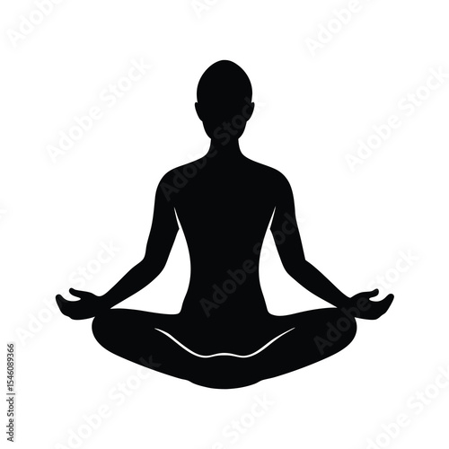 Meditation sitting pose silhouette for peace calm yoga spirituality and wellness concept