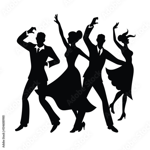 People dancing silhouette perfect for celebration joy music party and cultural tradition art