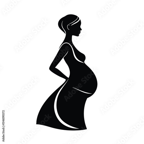 Pregnant woman silhouette perfect for motherhood love maternity and family care illustration