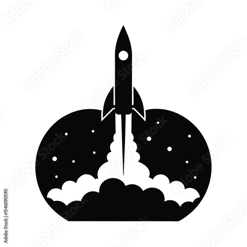 Silhouette of rocket launching ideal for technology spaceflight science and discovery visuals