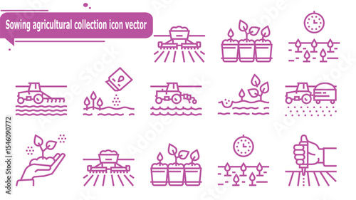 Sowing agricultural collection icon vector