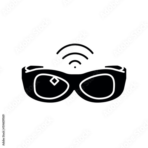 smart glasses for brain training black flat icon for digital and print projects.
