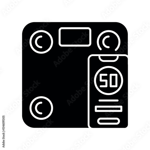 smart scales black flat icon for digital and print projects.
