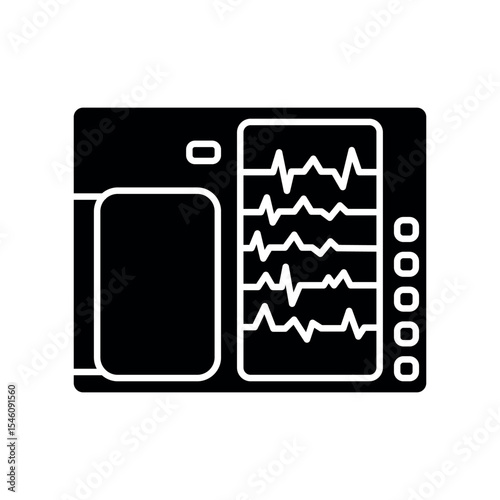 portable electrocardiograph black flat icon for digital and print projects.