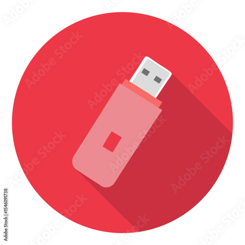 Red circle usb flash drive icon illustration