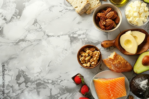 Sharp Image of Keto Diet Foodstuff Assortment on Table