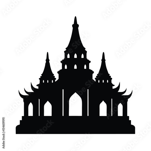 Silhouette of temple structure representing peace worship tradition and sacred spaces