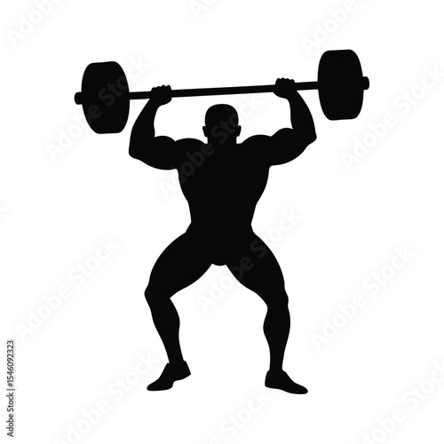 Silhouette of weightlifter representing workout exercise training power and muscle growth