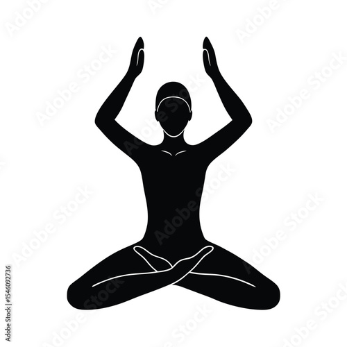 Person in yoga pose silhouette ideal for fitness peace mind body wellness and spiritual focus