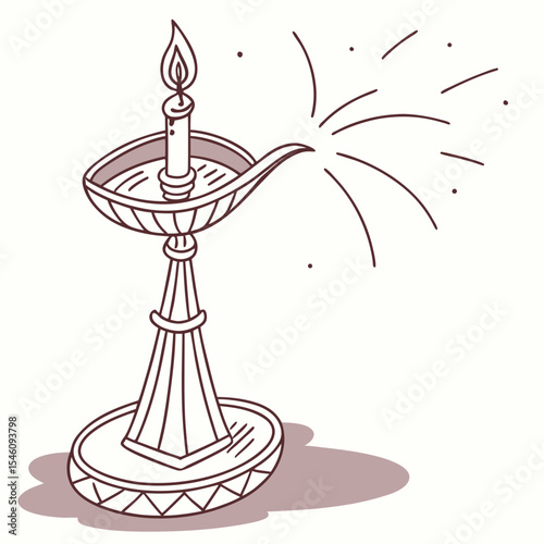 illustration of a candle holder, 
the lamp, hindus
