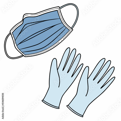 vector illustration of face mask and hand gloves