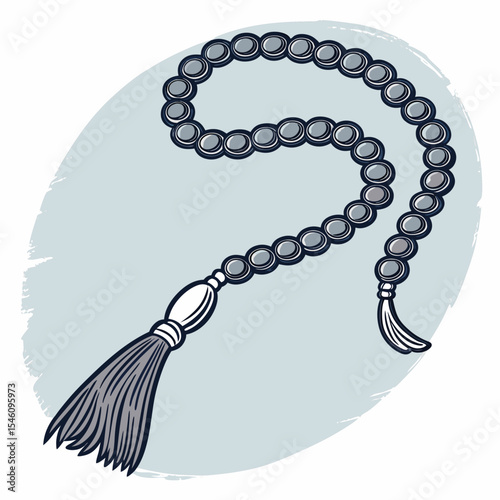 stone rosary on a white background, 
christian rosary