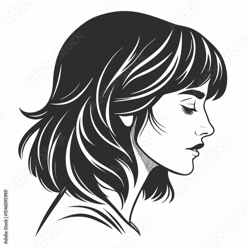 Black hair wig white background
