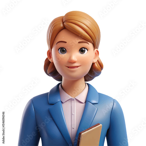 A confident female leader character is used in digital platforms, presentations, or office-themed designs.