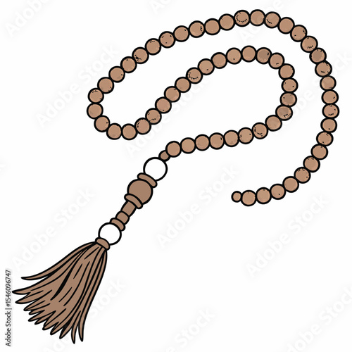 wooden rosary isolated on white