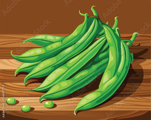 Fresh green beans with vibrant color and crisp texture vector art design 