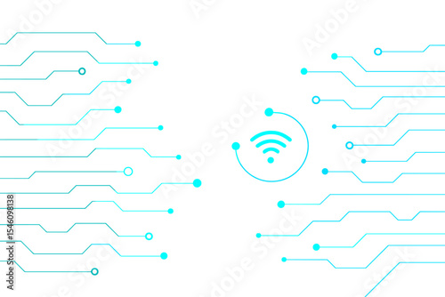 The concept of digital technology is represented by a banner with a green and blue background, incorporating cyber technology circuits, abstract tech, and innovation for the future of data, internet