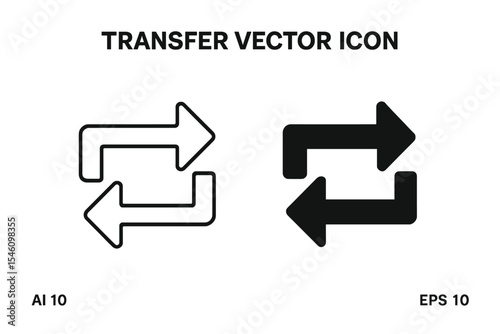The ‘ofvs231 OutlineFilledVectorSign ofvs’ symbol represents a transfer vector icon, featuring isolated transparent arrows that signify data exchange, digitization, and technology, available in both