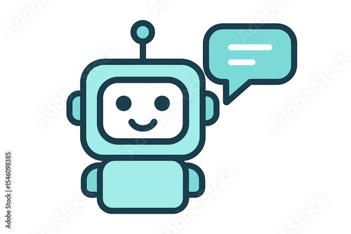 Robot icon representing a chat bot symbol for support service concept in a flat style chatbot character design