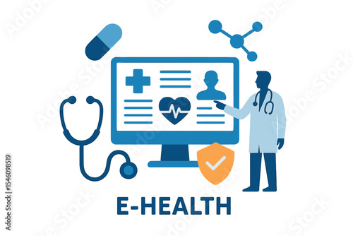 Vector illustration of electronic healthcare or e-health background