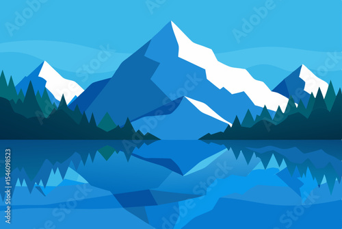 Serene Mountain Lake Reflection A Stunning Vista of Peaks and Still Waters