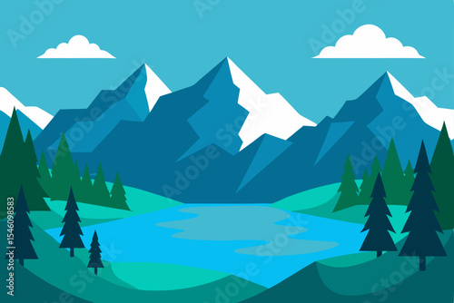 Serene Mountain Lake Landscape A Breathtaking View of Nature's Majesty