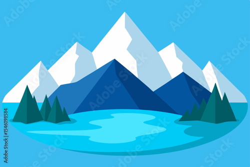 Serene Mountain Lake A Stunning Illustration of Peaceful Nature Scenery