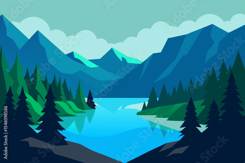 Serene Mountain Lake Landscape A Breathtaking View of Nature's Majesty