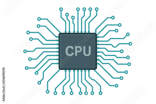 The concept of Central Computer Processors CPU is represented by a circuit board, which serves as a technology background and features a motherboard with digital chips