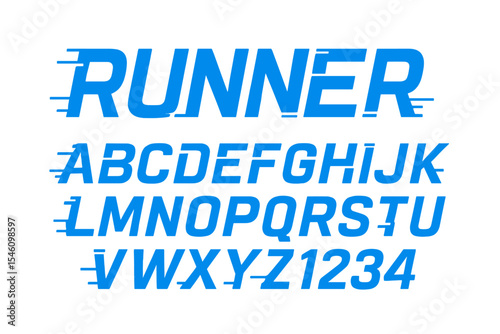 Runner is a font that embodies abstract sporty technology through its alphabet design in digital space typography