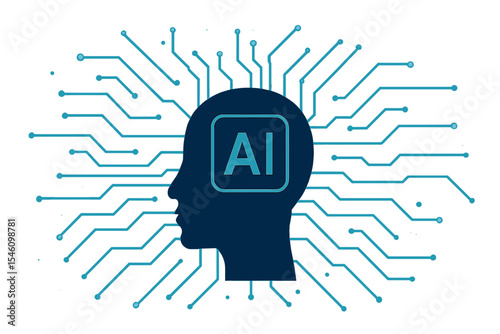 The concept of digital technology, deep learning, and big data is represented by an abstract tech visual for a science template on a  background