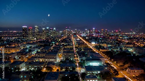 Wallpaper Mural arafed view of a city at night with a full moon Torontodigital.ca