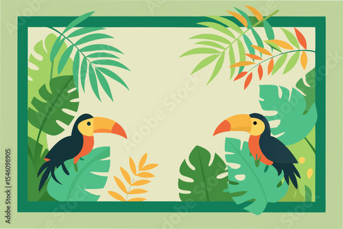 Vibrant Tropical Toucans in Lush Paradise A Colorful Illustration