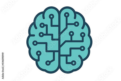 Illustration of a brain with a circuit board concept integrated into it